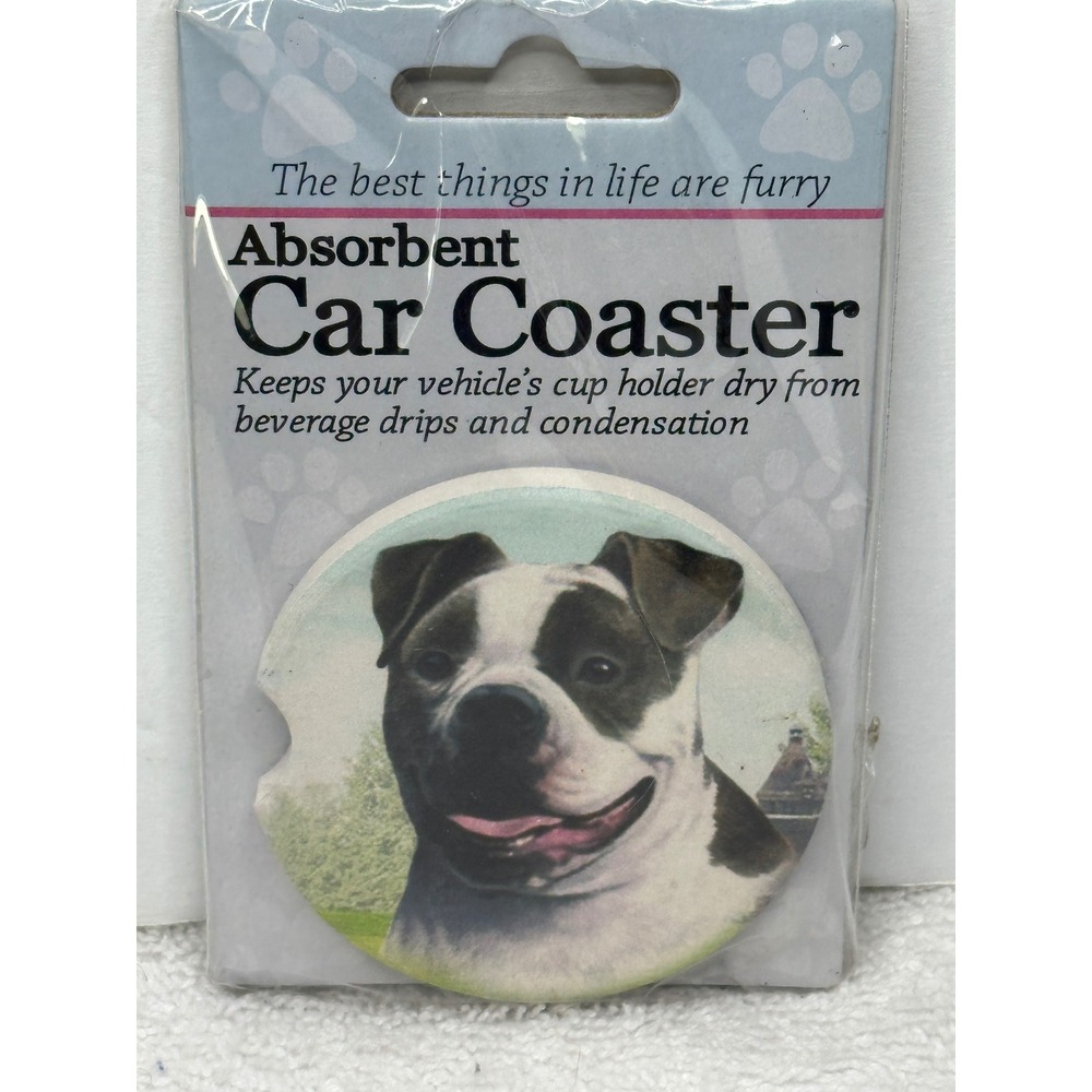 American Bulldog Absorbent Ceramic Car Coaster Dog Lover Auto Cup Holder Insert
